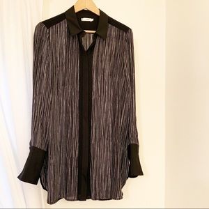 Vince silk wavy stripe button down tunic